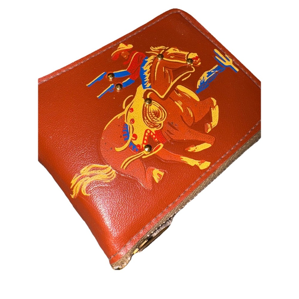 Vintage Kids Bi-Fold Wallet Cowboy Horse Gun Zippered Cowboy Western Theme Haiti